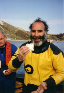 1989 Dr Who Lulworth Cove Dive Supervisor takes refreshment